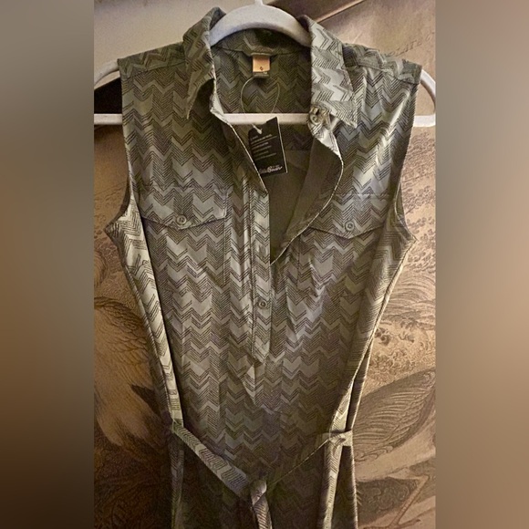 New Eddie Bauer Departure Sleeveless Shirt Dress SZ Medium Tall - Picture 3 of 15